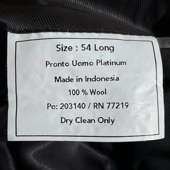 PRONTO UOMO Mens Blazer 54L WOOL Charcoal Gray Sport Coat 2-Button Jacket Suits - Picture 12 of 12